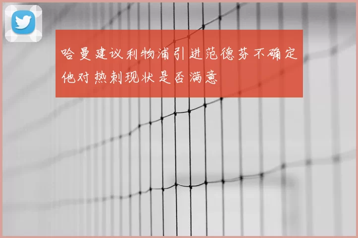 哈曼建议利物浦引进范德芬不确定他对热刺现状是否满意